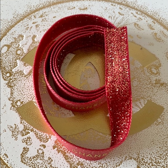 CHANEL Authentic Red with Gold Lettering Ribbon - Picture 3 of 10